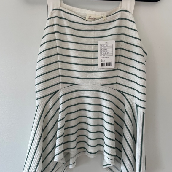 Green & White Striped Anthropologie Peplum Top - Picture 7 of 9